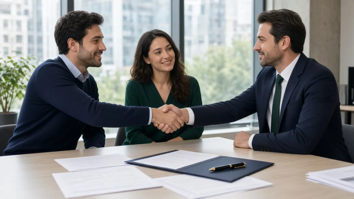 Founders shaking hands with an advisor after company formation in Ankara