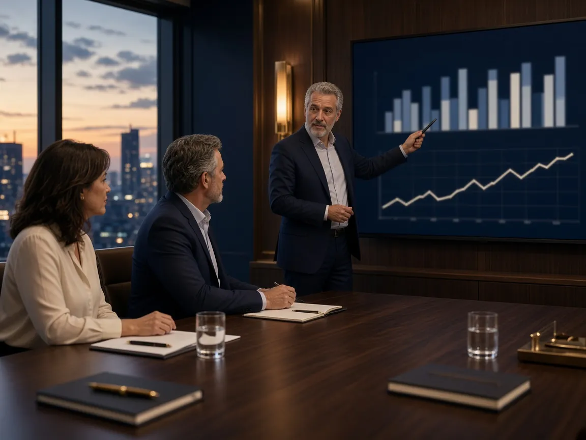 Reviewing financial reports and charts
